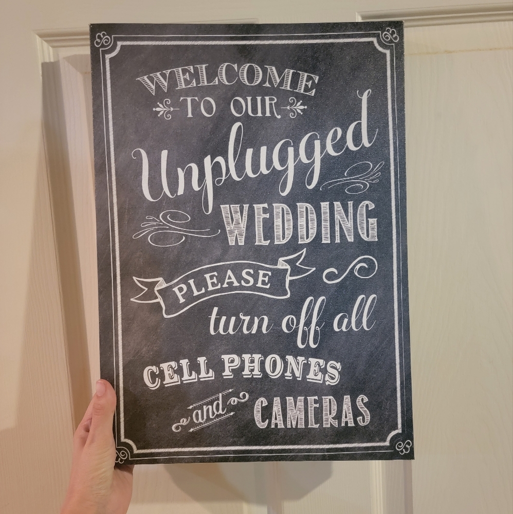 Lillian Rose Unplugged Canvas Wedding Sign Chalkboard